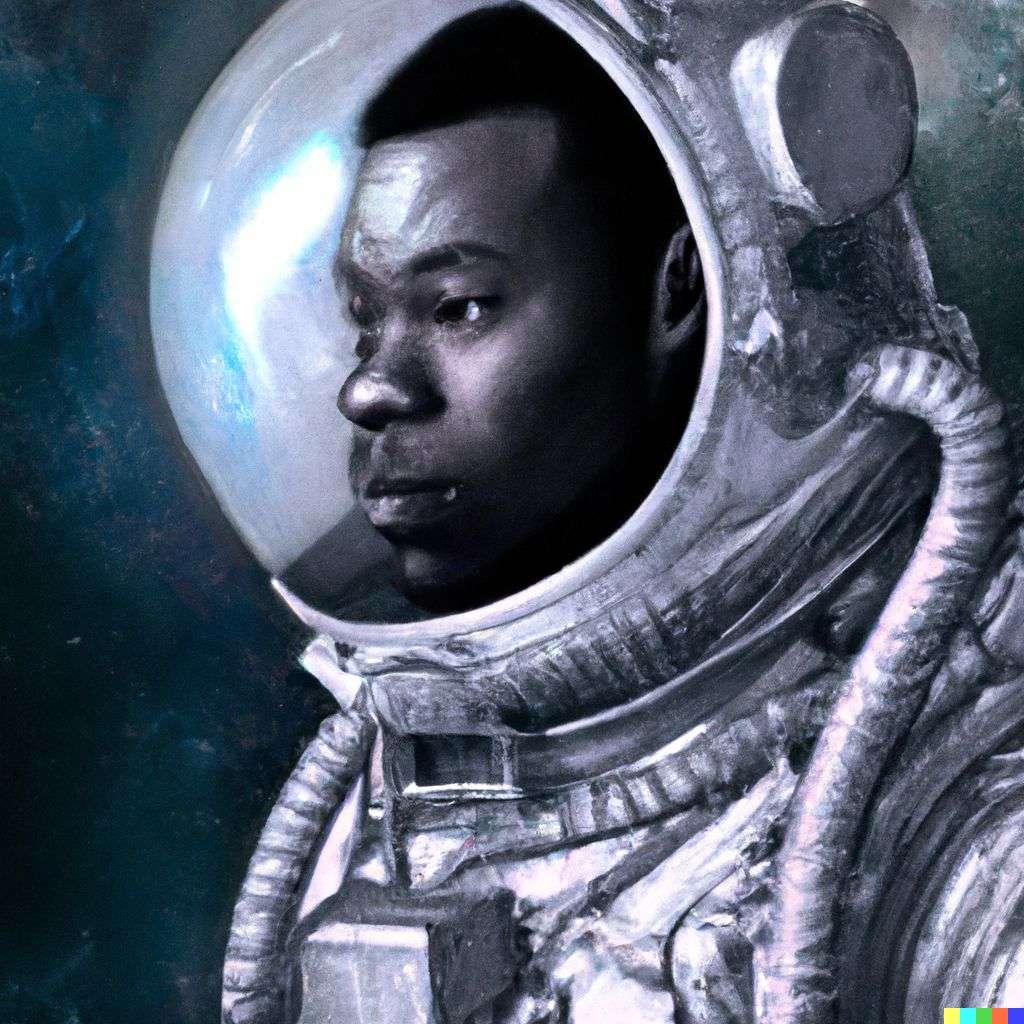 an astronaut, digital art, steampunk